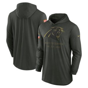 Carolina Panthers 2025 Salute to Service Sideline Dri-FIT Lightweight Hooded Pullover - Forest Green