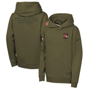 Cleveland Browns Youth 2025 Salute to Service Club Fleece Hoodie - Olive
