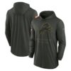 Detroit Lions 2025 Salute to Service Sideline Dri-FIT Lightweight Hooded Pullover - Forest Green