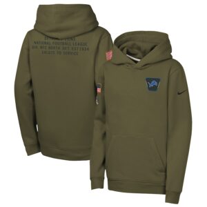 Detroit Lions Youth 2025 Salute to Service Club Fleece Hoodie - Olive