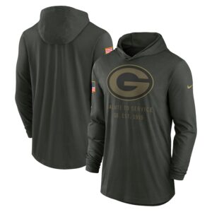 Green Bay Packers 2025 Salute to Service Sideline Dri-FIT Lightweight Hooded Pullover - Forest Green