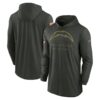 Los Angeles Chargers 2025 Salute to Service Sideline Dri-FIT Lightweight Hooded Pullover - Forest Green