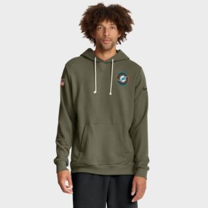 Miami Dolphins Big & Tall 2025 Salute to Service Sideline Dominant Force Dri-FIT Hoodie - Olive