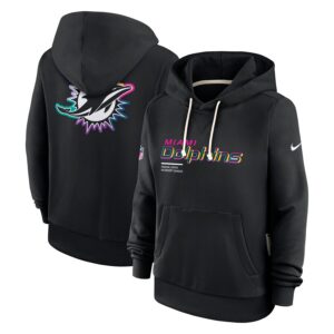 Miami Dolphins Women's 2025 NFL Crucial Catch Sideline Standard Issue Dri-FIT Hoodie - Black