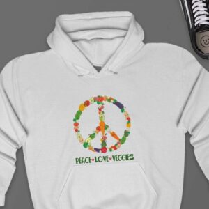Peace Love Veggies Hoodie - Vegan Gift GHD1177