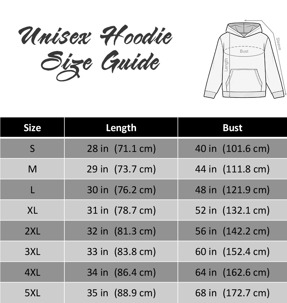 hoodie 18500 size guide